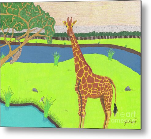Africa Metal Print featuring the drawing Keeping A Lookout by John Wiegand