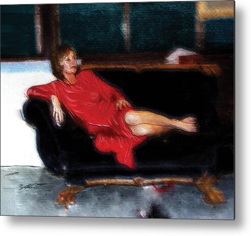 Lady Metal Print featuring the painting Lady in Red by Dale Turner