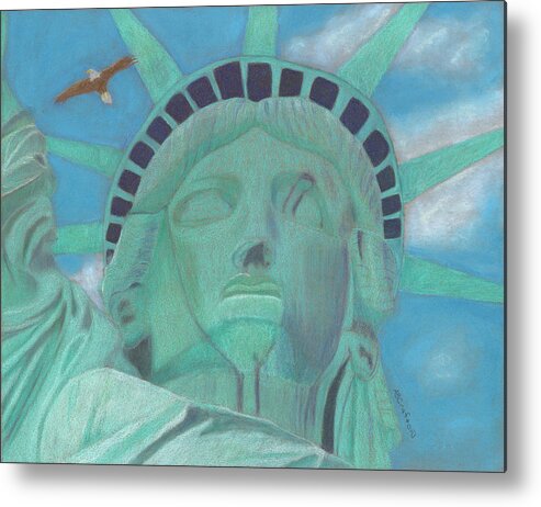 Statue Of Liberty Metal Print featuring the painting Lady Liberty by Arlene Crafton