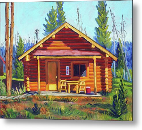 Cabin Metal Print featuring the painting Lake Cabin by Kevin Hughes