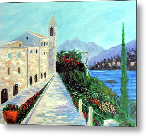 Lake Como Colors Metal Print featuring the painting Lake Como Colors by Larry Cirigliano