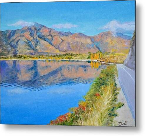 Mountains Metal Print featuring the painting Lake Wanaka Morning Reflections by Dai Wynn