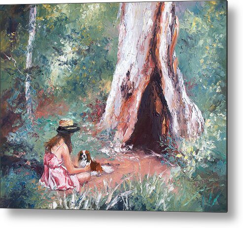 Landscape Metal Print featuring the painting Landscape Painting - By the Hollow Tree by Jan Matson