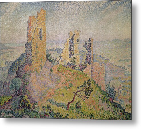 Landscape Metal Print featuring the painting Landscape with a Ruined Castle by Paul Signac