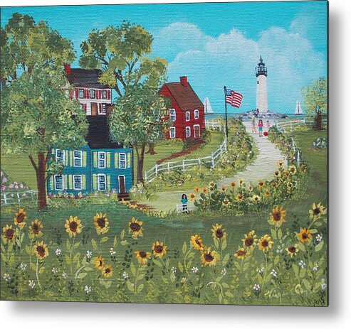 Folk Art Metal Print featuring the painting Late July by Virginia Coyle