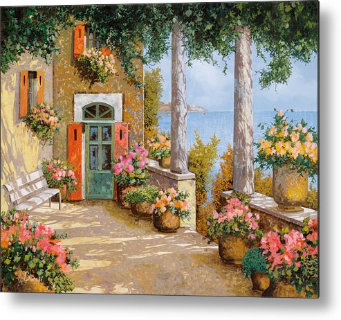 Terrace Metal Print featuring the painting Tra Le Colonne In Terrazzo by Guido Borelli