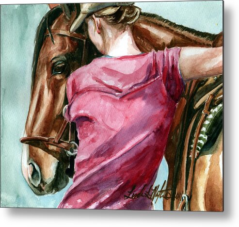 Wild Horse Metal Print featuring the painting Lean On Me by Linda L Martin