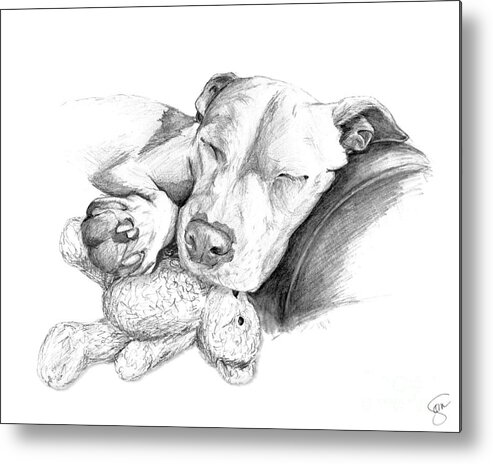 Puppy Metal Print featuring the digital art Let Sleeping Dogs Lie by Creative Solutions RipdNTorn