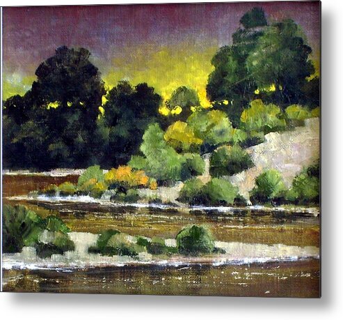 Landscape Metal Print featuring the painting Lewis River at Woodland by Jim Gola