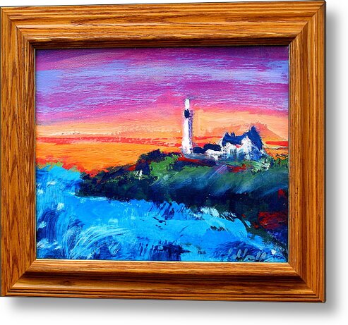 Lighthouses Metal Print featuring the painting Lighthouse Sunset by Les Leffingwell
