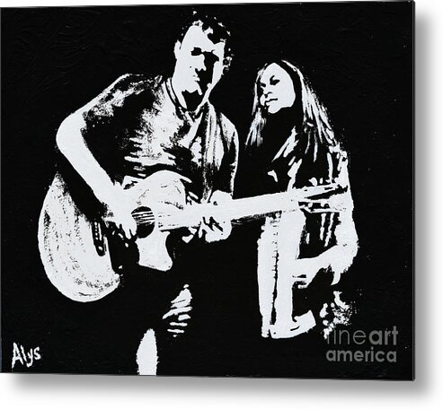 Music Metal Print featuring the painting Like Johnny And June by Alys Caviness-Gober