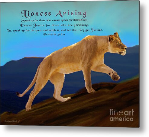 Lioness Metal Print featuring the digital art Lioness Arise by Constance Woods
