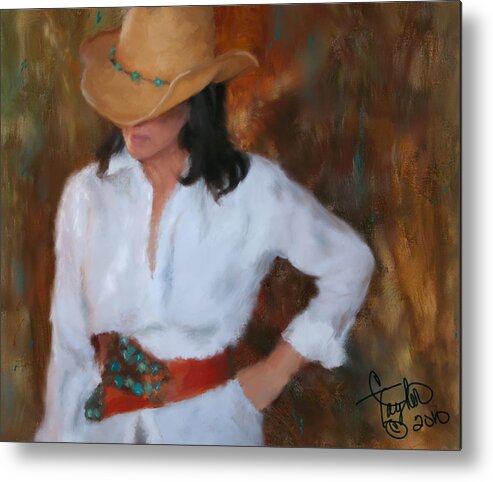 Cowgirl Metal Print featuring the painting Liquid Turquoise by Colleen Taylor