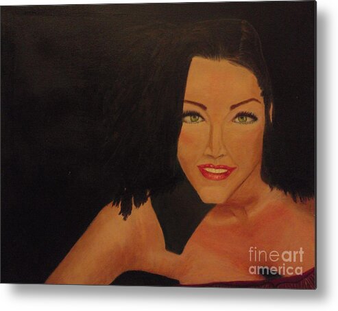 A-fine-art-oil-painting Metal Print featuring the painting Lisa Marie by Catalina Walker