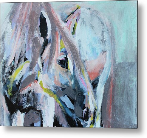 Horse Metal Print featuring the painting Listen by Claudia Schoen