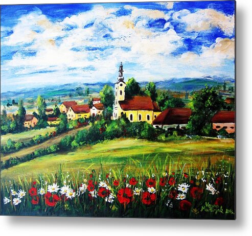 Village Metal Print featuring the painting Little village by Vesna Martinjak