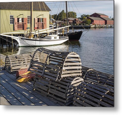 Lobster Boxes Metal Print featuring the photograph Lobster Boxes Mystic Seaport by Marianne Campolongo