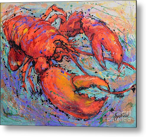  Metal Print featuring the painting Lobster by Jyotika Shroff