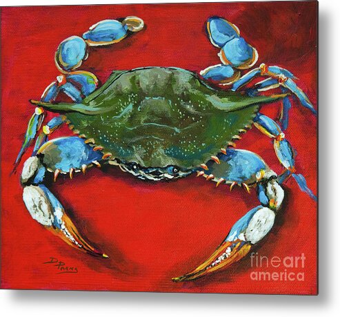 New Orleans Art Metal Print featuring the painting Louisiana Blue on Red by Dianne Parks