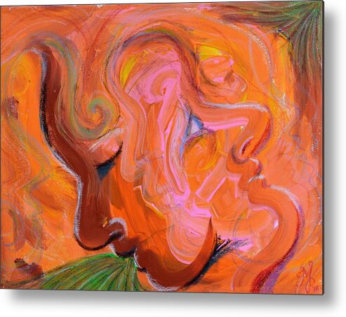Faces Metal Print featuring the painting Lovers Quarrel by Meganne Peck
