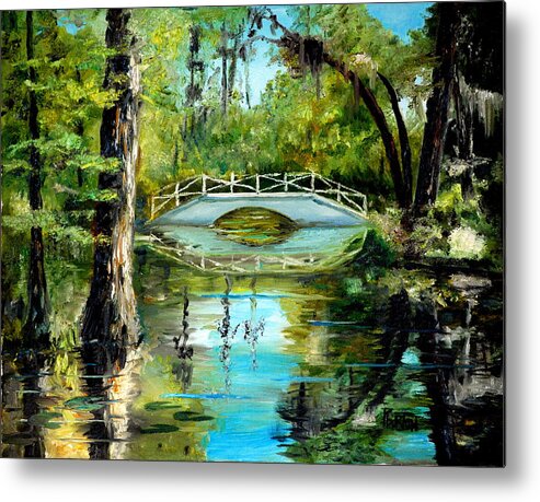 Magnolia Metal Print featuring the painting Low Country Bridge by Phil Burton
