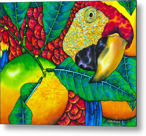 Jean-baptiste Design Metal Print featuring the painting Macaw Close Up - Exotic Bird by Daniel Jean-Baptiste