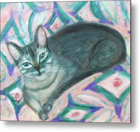 Cat Metal Print featuring the painting Maggie by Carolyn Donnell