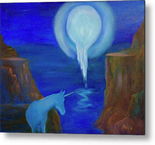 Moon Metal Print featuring the painting Magical Azul by Nataya Crow