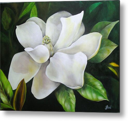Flower Metal Print featuring the painting Magnolia Oil Painting by Chris Hobel