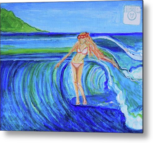 Surfer Metal Print featuring the painting Mahalo by Alexandra Talese