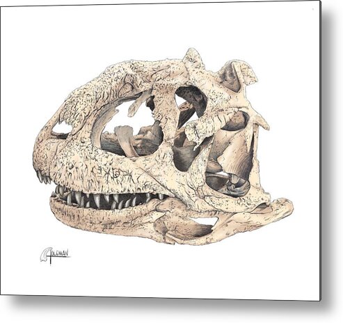 Majungasaur Metal Print featuring the digital art Majungasaur Skull by Rick Adleman