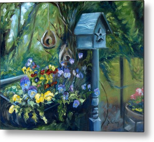 Flower Metal Print featuring the painting Marcia's Garden by Donna Tuten
