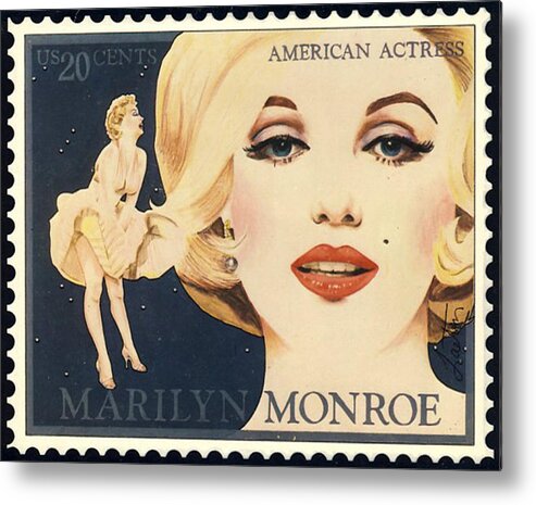Marilyn Monroe Metal Print featuring the digital art Marilyn Monroe Stamp by Richard Laeton