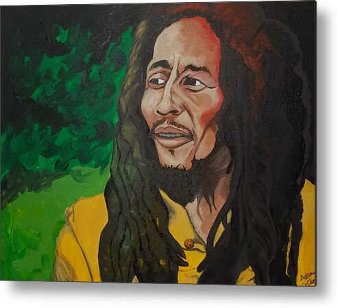 Reggae Metal Print featuring the painting Marley by Autumn Leaves Art