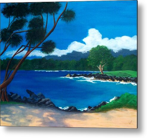 Inlet Metal Print featuring the painting Maui Inlet by Nancy Nuce