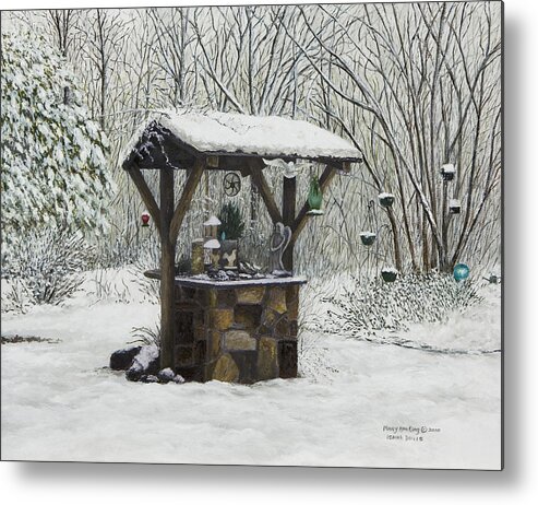Wishing Well Paintings Metal Print featuring the painting Mavis' Well by Mary Ann King