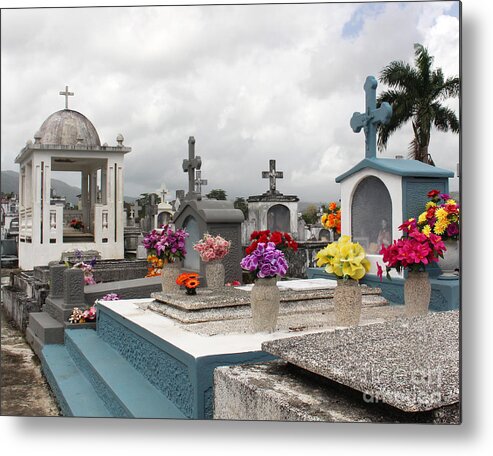 Cemetery Metal Print featuring the photograph Memorial Flowers by Cheryl Del Toro