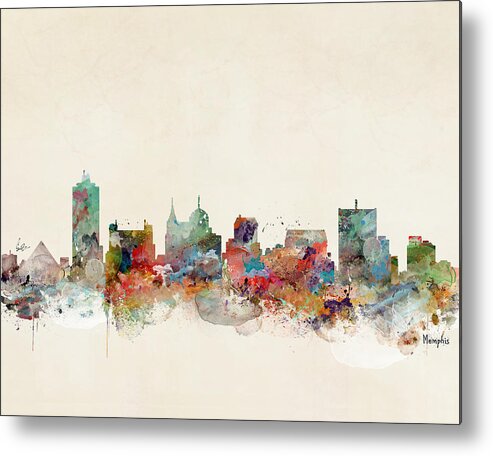 Memphis City Skyline Metal Print featuring the painting Memphis Tennessee by Bri Buckley