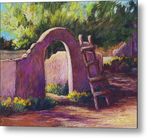 Landscape Metal Print featuring the pastel Mesilla Archway by Candy Mayer