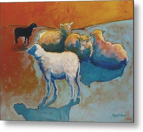 Sheep Metal Print featuring the painting Metchosin Sunrise by Rob Owen