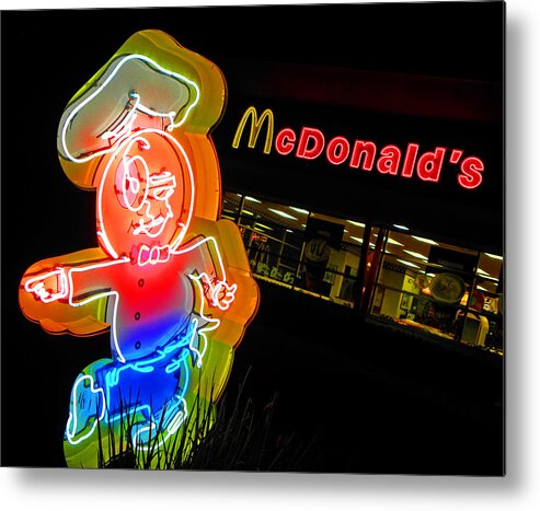 Neon Metal Print featuring the photograph Mickey D's by Elizabeth Hoskinson