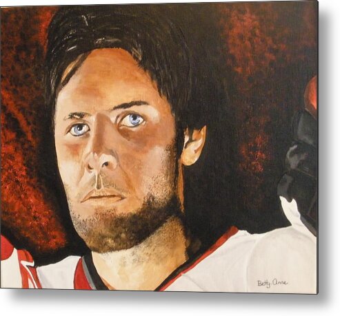 Mike Fisher Metal Print featuring the painting Mike Fisher by Betty-Anne McDonald