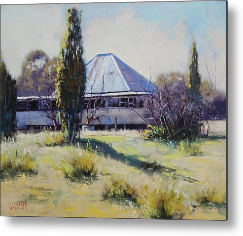 Miners Cottage Metal Print featuring the painting Miners Cottage Pyramul by Graham Gercken