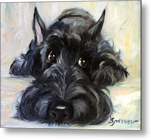 Scottie Metal Print featuring the painting Mischief by Mary Sparrow