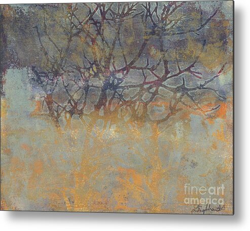 Abstract Metal Print featuring the painting Misty Trees by Laurel Englehardt