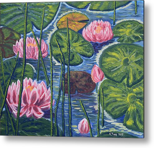 Nature Metal Print featuring the painting Moments on Water by Felicia Tica