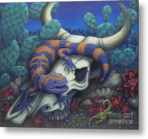 Gila Monster Metal Print featuring the painting Monsters in the Night by Tish Wynne