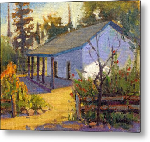 Montanez Metal Print featuring the painting Montanez Adobe, San Juan Capistrano by Konnie Kim