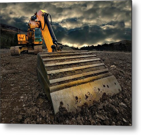 Activity Metal Print featuring the photograph Moody Excavator by Meirion Matthias