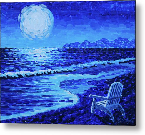Moon Metal Print featuring the painting Moon Beach by Tommy Midyette
